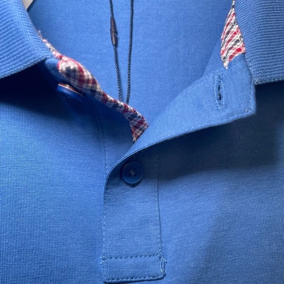 Ben Sherman blue golf shirt with burgundy piping 
sz S - Picture 3 of 10